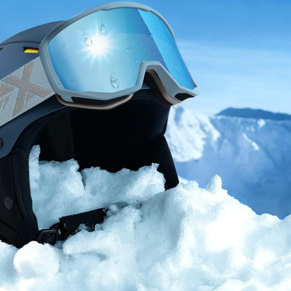 Women OTG Grey Frame Dream Blue Anti Fog UV Protection Snowboard Goggles - Picture 7 of 7